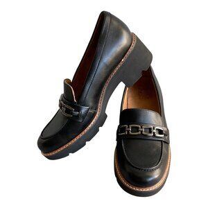 Naturalizer Desi Leather Black Platform Loafers Sz 8M